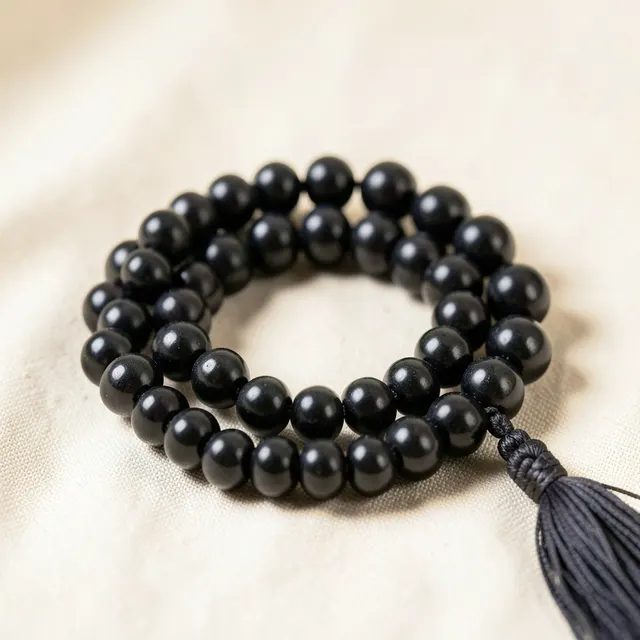 Karungali (ebony wood) mala, 108+1 beads